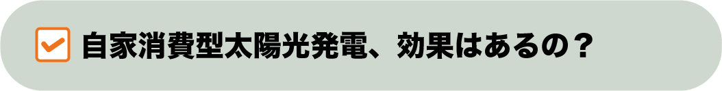 自家消費型太陽光発電、効果はあるの？